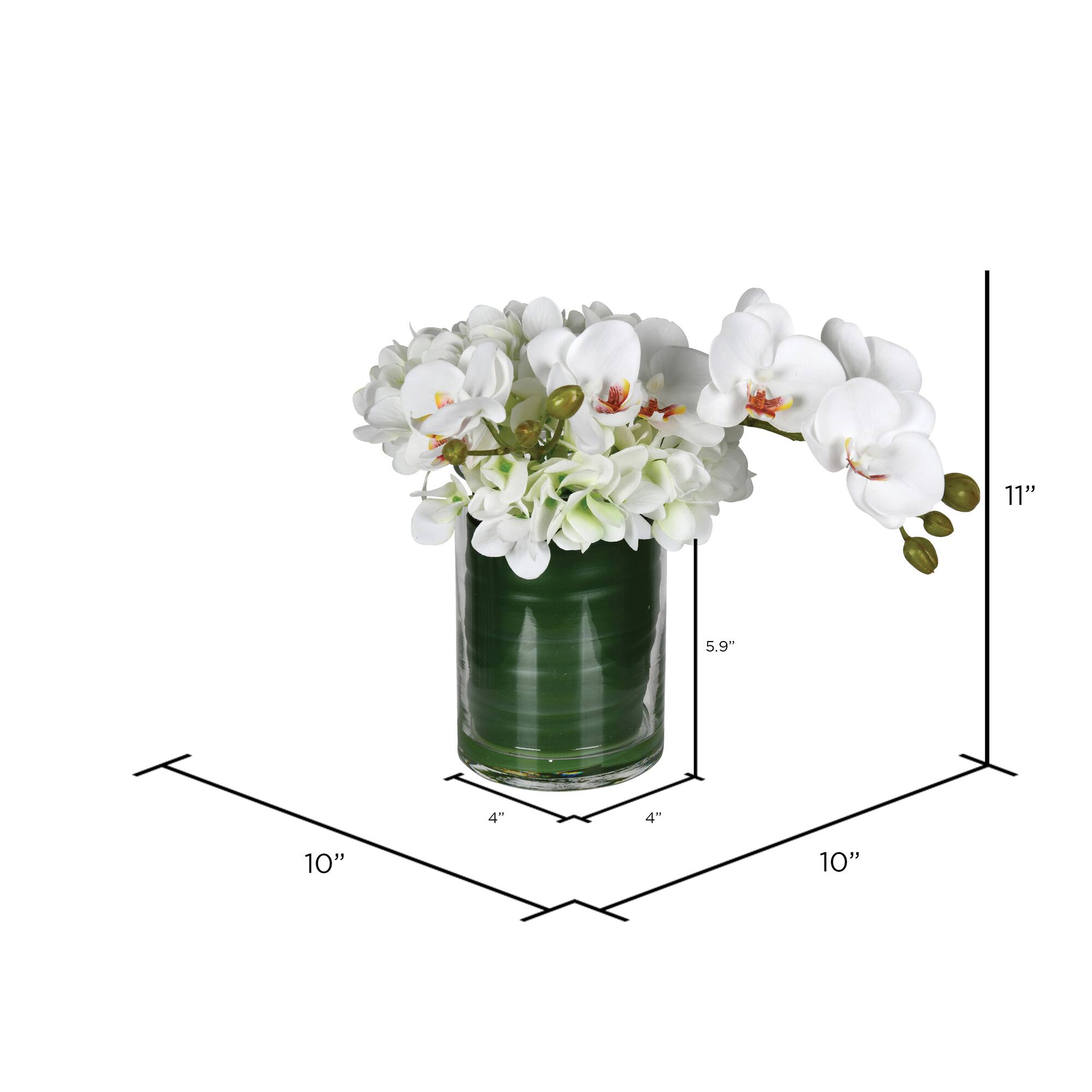 11" White Orchid Arrangement In Glass Pot